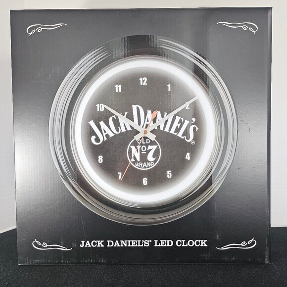 New In Box Black Jack Daniels Old Number 7 Brand LED Neon Light Wall Clock - Picture 8 of 11